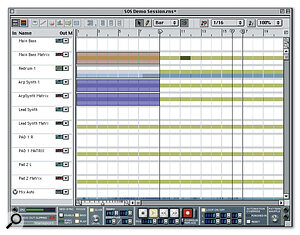 The main sequencer's Arrange view shows its conventional piano‑roll note display.