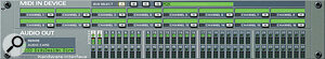 The Hardware Interface clearly shows incoming MIDI channel assignments — in this case, our Roland MC505 'groovebox' is playing four Reason sounds — and audio output routing. A stereo mix is being sent to Digi 001 audio hardware.