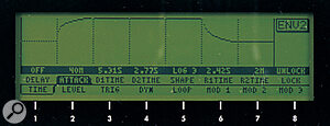 One of Andromeda's envelope parameters shown in the LCD.