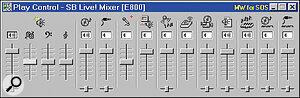 Some consumer soundcards, like Creative Labs' SB Live!, have so many inputs and options that unless you're careful you can lose the input or playback signals altogether.