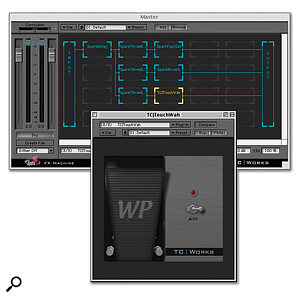 The innovative FX Machine has been extended so as to support as many plug‑ins as your computer can handle. Shown here is the new Touch Wah.