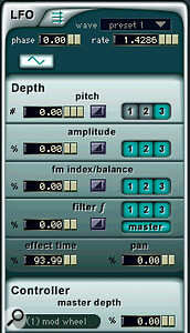 LFOs can be edited from this window. As with the main oscillator waveforms, you have a choice of preset and eight user waveforms.