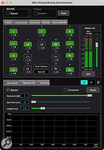 The Input Monitor pane shows activity in each speaker channel, and allows you to mute or solo individual speakers.
