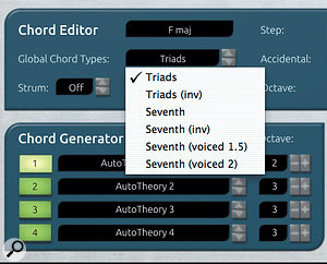 AutoTheory provides a  number of global chord settings that you can use as a  starting point for building your own presets.