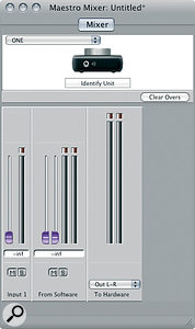 The One's Maestro Mixer page is a simple affair, as you'd expect with a one‑in, two‑out interface.