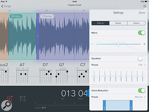 The Effects section contains EQ presets for isolating bass and mid-range. 