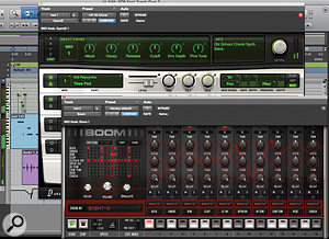 Two of the principal instruments bundled with Pro Tools Express: the Xpand2 sample-based synthesizer and the Boom drum machine.