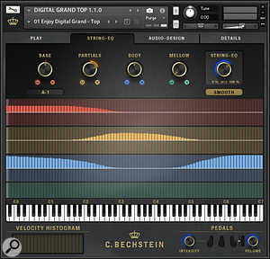 One for the budding piano technicians out there, the various String-EQ options apply per-note tweaks of harmonic intensity, decay shape and crispness of attack.