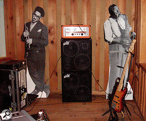 The setup used to record Becker's bass at Avatar Studios, with an Orange head through an Aguilar cab.