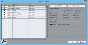 The new Import Tracks from Project window allows you to import certain tracks from other projects without having to open the project directly.