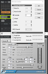 Screen 1: You can set the Sonitus Wahwah plug-in to respond to a  hardware controller such as a  pedal.