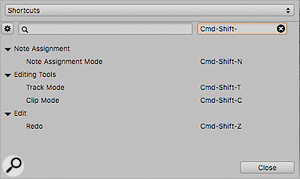 The keyboard shortcuts window is now searchable, either by command or by key.