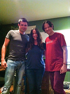 Chris Elms (left), Alanis Morissette and Guy Sigsworth during the initial making of Havoc And Bright Lights.