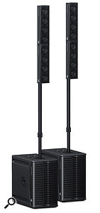 Though they may seem expensive, modern compact line-array systems are very easy to transport and can offer extremely good coverage and sound quality.