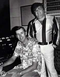 Lou Bradley (left) in the control room with 'Most Beautiful Girl' co-writer, Norro Wilson.