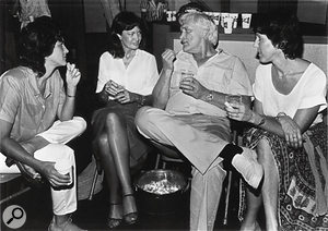 Charlie Rich with Columbia Records staff at the studio's closing party in 1982.