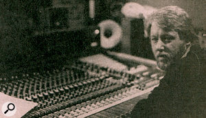 All of Martin Rushent's photographs of his Genetic Sound Studios were, sadly, destroyed in a house fire. This photo, reproduced from newsprint, shows him sitting at his beloved MCI desk.