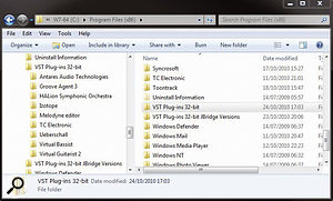 It's well worth creating your own folder structure for 32‑bit plug‑ins, especially if you intend to use the third-party jBridge rather than Cubase's own VST Bridge.