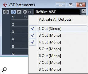 Rewire VST allows one stereo and six mono audio channels to be returned from your Rewired client.