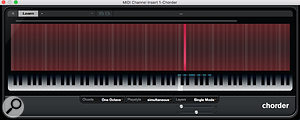 Once chords are entered, the Key Editor lets you explore different chord voicings, using the Inversions and Drop Notes buttons.