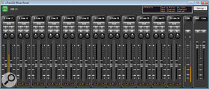 When used as an interface, the uTrack 24’s internal DSP mixer can be used to create a low–latency monitor mix, via this graphic mixer interface.