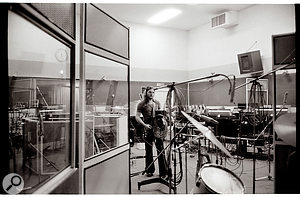 Dave Gilmour recording a  guitar part in Studio 3.