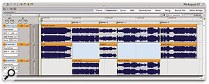 Splitting the long soundbite into track-length sections, using Markers and the Apple+Y (Split) edit command.