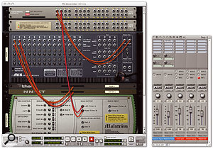 In the Reason rack Malström bypasses the Remix mixer and gets its own 'private' Rewire channels. Thor and NNXT remain submixed. In DP another Aux track is required to handle Malström's audio, but this can be panned and have MAS or Audio Unit effects applied to it without affecting the Reason input already in place.