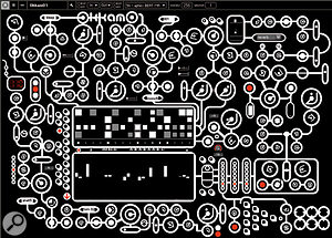 Part of the point of Justin’s Okkam 01 instrument is that its interface can be projected to add visual interest to a  performance. This patch is called ‘Aphex Beat Man’. 