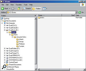 A typical folder structure example from the author's sample library.