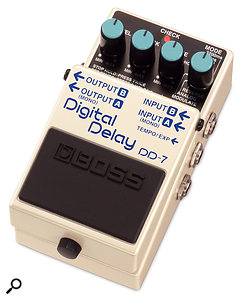 Boss's DD7 includes an expression/tap–pedal input, which overcomes some of the more frustrating limitations in their previous single–pedal delay effects.