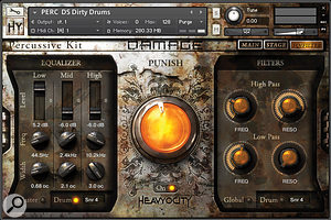 Damage's EQ/Filter page, featuring the big yellow 'Punish' knob for added saturation, compression and distortion.