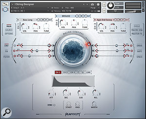 String Designer leaves tradition behind with a  three channel/oscillator design and ample facilities for sound mangling. The mod wheel-driven macro control adjusts multiple parameters simultaneously and is capable of smooth and drastic sound morphs.