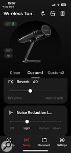 The Hisong Link app provides access to the mic’s internal DSP, as well as recording features and other settings.