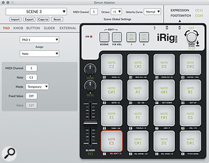 The dedicated iRig Pads editor software.