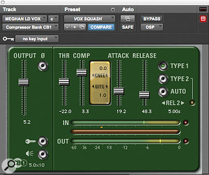 As well as compression from McDSP’s Compressor Bank, Kevin Kadish used Nomad Factory’s Retro-Vox plug-in to provide additional dynamic control on Meghan Trainor’s vocal.