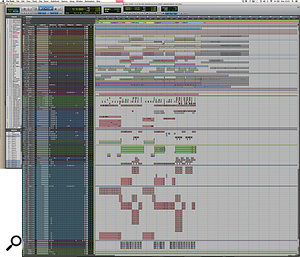 This composite Pro Tools Edit Window screen capture shows the entire mix session for ‘Sorry’.