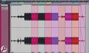Although YoungKio's beat remained as a  stereo file throughout, Andrew Bolooki chopped it up and reordered it to change the arrangement.