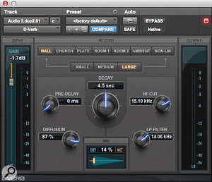 Unusually, Migos’ vocal parts arrived with the Avid D-Verb plug-in as the first insert in the signal path. Stu White retained this but tweaked the settings slightly.