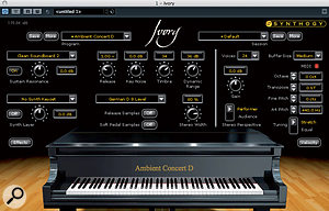 The distinctive piano sound was achieved by treating the output of Synthogy's Ivory plug-in using Audio Ease's Speakerphone.