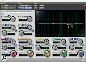 Relatively few plug-ins were used in the mix. Avid's Digirack EQIII was used to notch out a couple of problem frequencies in the drums.