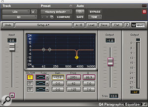 The "parallel exciter” chain used to add top end to Phil Collins' lead vocal: two EQs, followed by Waves' LA2A compressor emulation. 