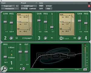 McDSP's Filterbank E4, with the settings used on the lead vocal in 'Boom Boom Pow'.