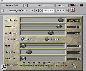 As well as numerous EQ plug–ins (not shown), drum processing encompassed BF76 and Lo–fi plug–ins on overheads and room mics respectively, with reverb courtesy of Altiverb.