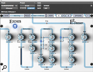 The core of David Lee Roth's vocal processing came from hardware API EQ and UA compressors, but de-essing was handled in software using Eiosis' E2 De-esser, and tape simulators from Waves and UA were used as delays.