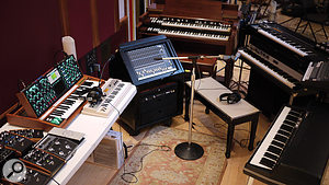 A close-up of Chris Kilmore's keyboard setup at Blackbird. 