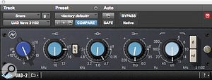 Snare drum EQ came from UA's Neve 31102 emulation.