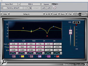 Digidesign's Impact compressor was used to treat the drum overheads, while a room mic was heavily EQ'd with Waves' Renaissance EQ.