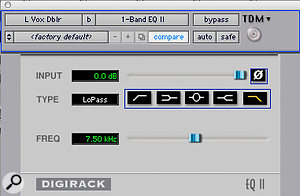 Digidesign's Pitch plug-in was used to create a doubling effect on a send from the lead vocal, which was then EQ'd to keep it in the background.