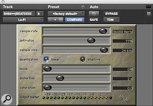 Avid's Lo‑Fi plug‑in was used to beef up the snare drum.